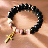 Rhodonite & Rose Quartz Ankh Bracelet