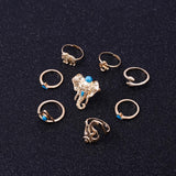 Elephant & Om Ring Set