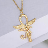 Winged Ankh & Eye Necklace