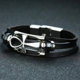 Leather Ankh Bracelet