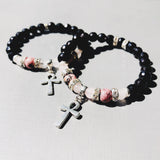 Rhodonite & Rose Quartz Ankh Bracelet